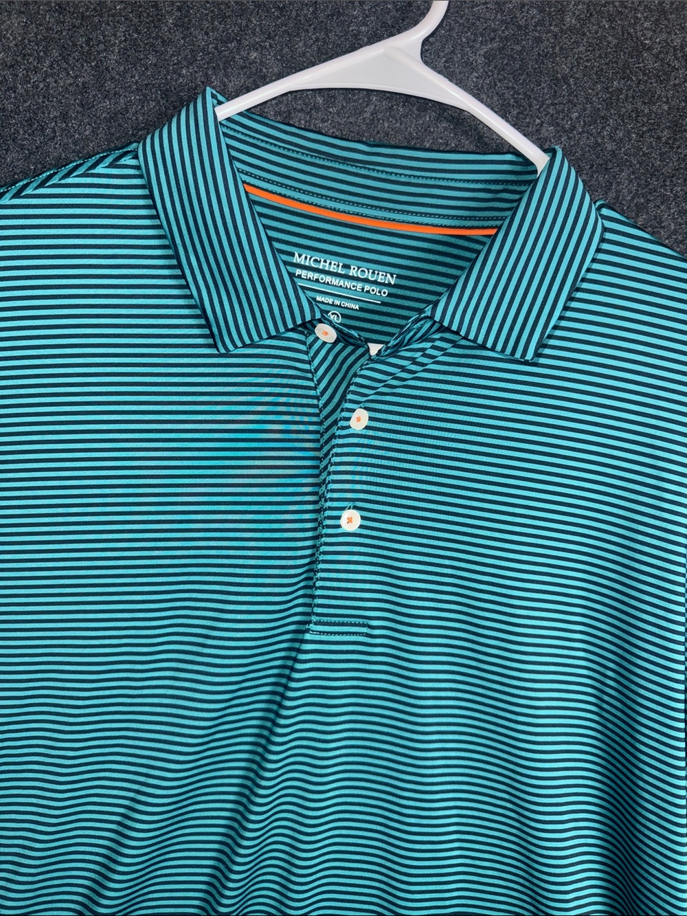 Men's Teal & Black Striped Performance Polo